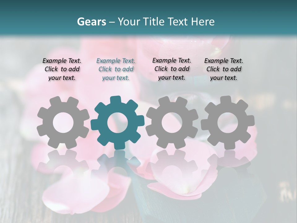 A Bottle Filled With Pink Flowers On Top Of A Wooden Table PowerPoint Template