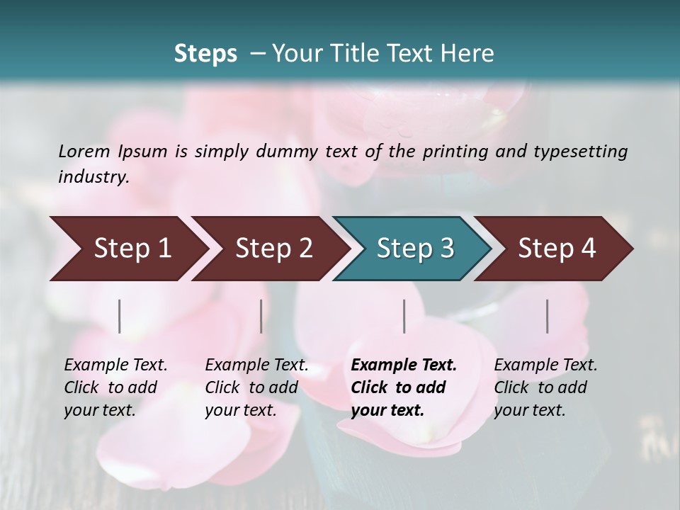 A Bottle Filled With Pink Flowers On Top Of A Wooden Table PowerPoint Template