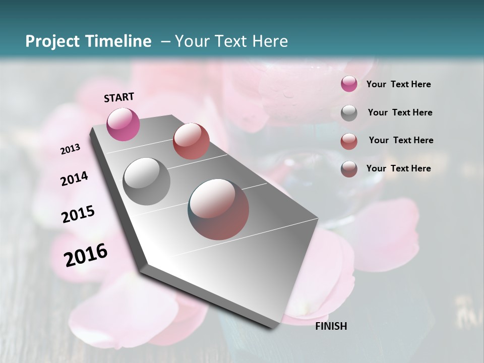 A Bottle Filled With Pink Flowers On Top Of A Wooden Table PowerPoint Template