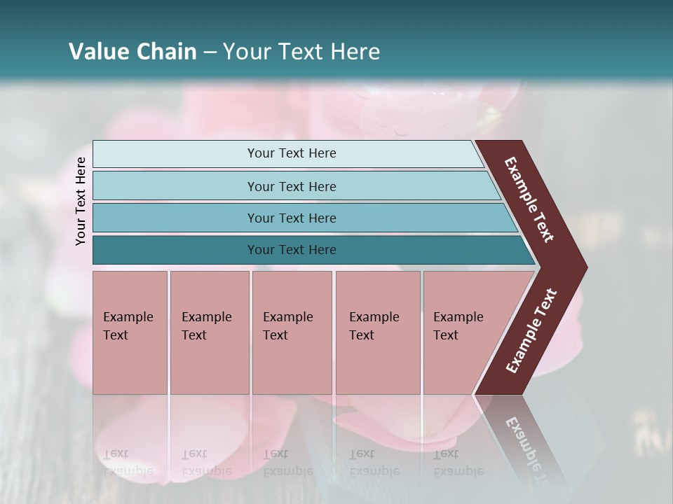 A Bottle Filled With Pink Flowers On Top Of A Wooden Table PowerPoint Template