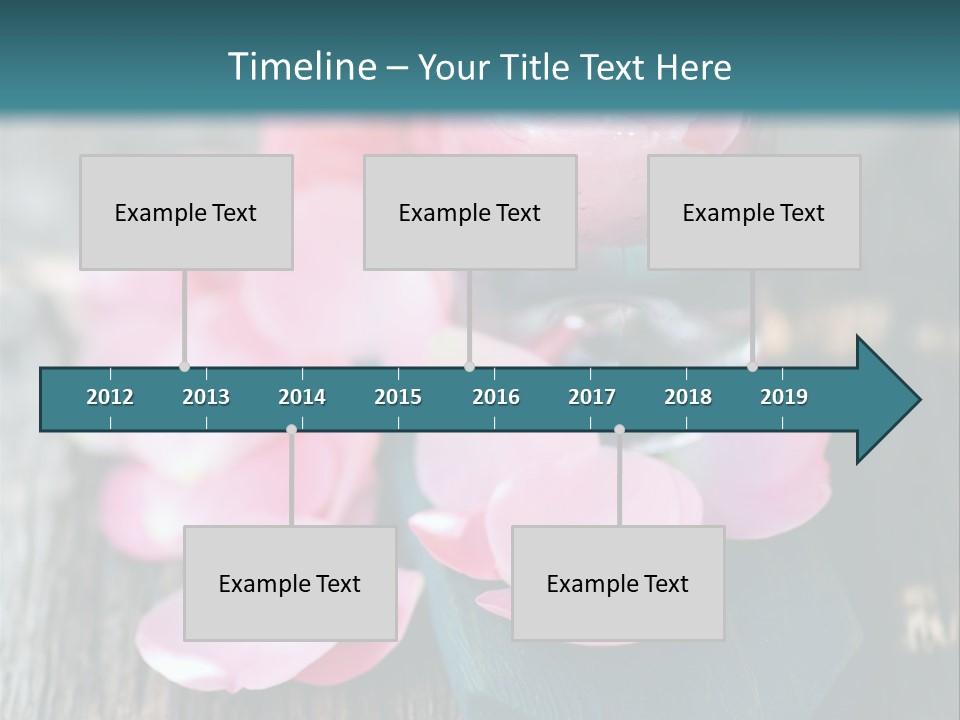A Bottle Filled With Pink Flowers On Top Of A Wooden Table PowerPoint Template