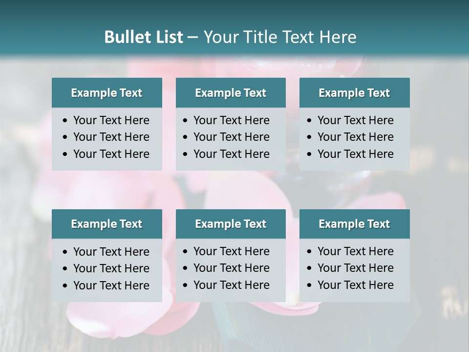 A Bottle Filled With Pink Flowers On Top Of A Wooden Table PowerPoint Template