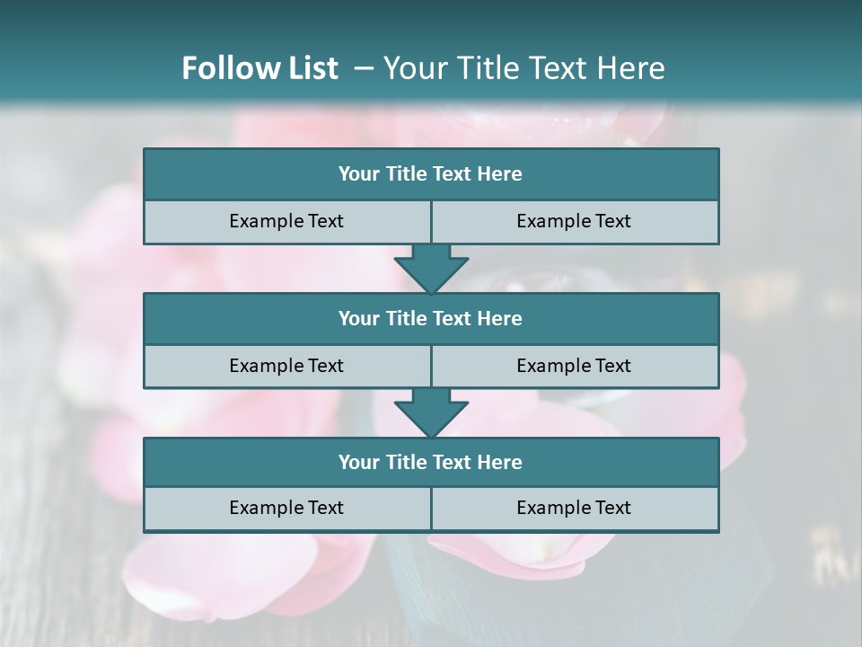 A Bottle Filled With Pink Flowers On Top Of A Wooden Table PowerPoint Template
