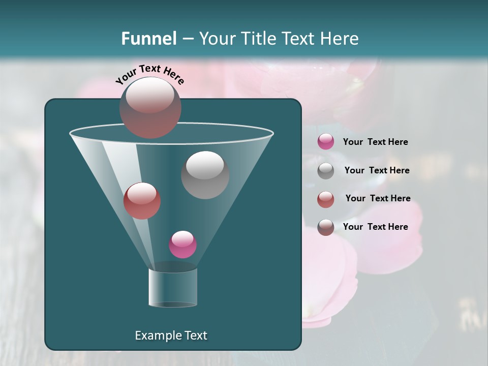 A Bottle Filled With Pink Flowers On Top Of A Wooden Table PowerPoint Template