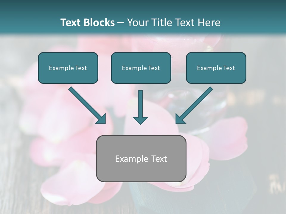 A Bottle Filled With Pink Flowers On Top Of A Wooden Table PowerPoint Template