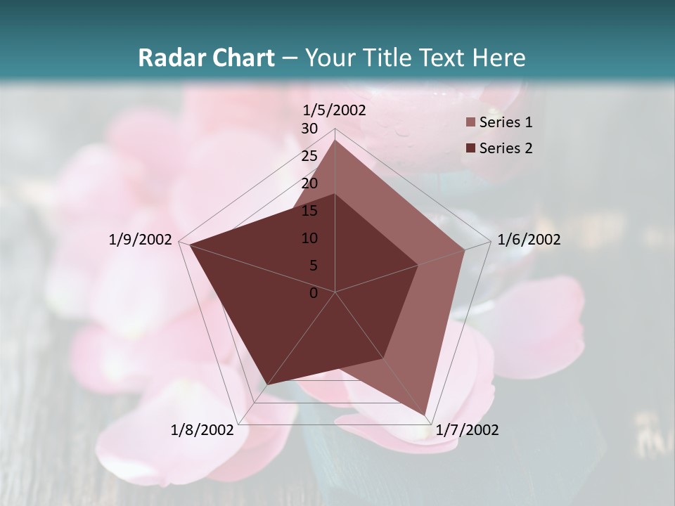 A Bottle Filled With Pink Flowers On Top Of A Wooden Table PowerPoint Template