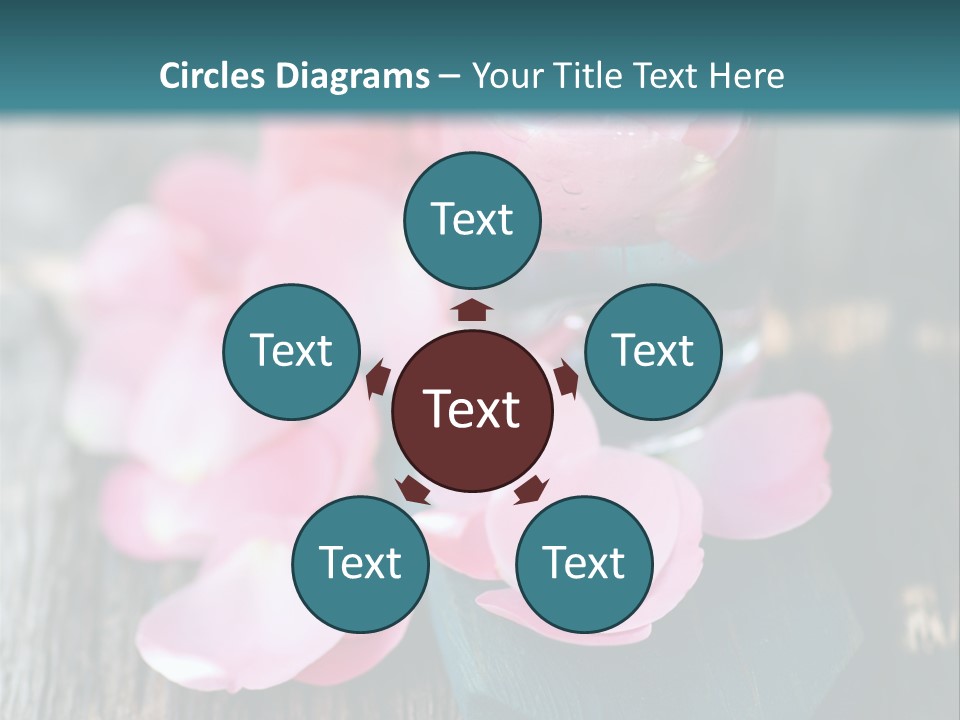 A Bottle Filled With Pink Flowers On Top Of A Wooden Table PowerPoint Template