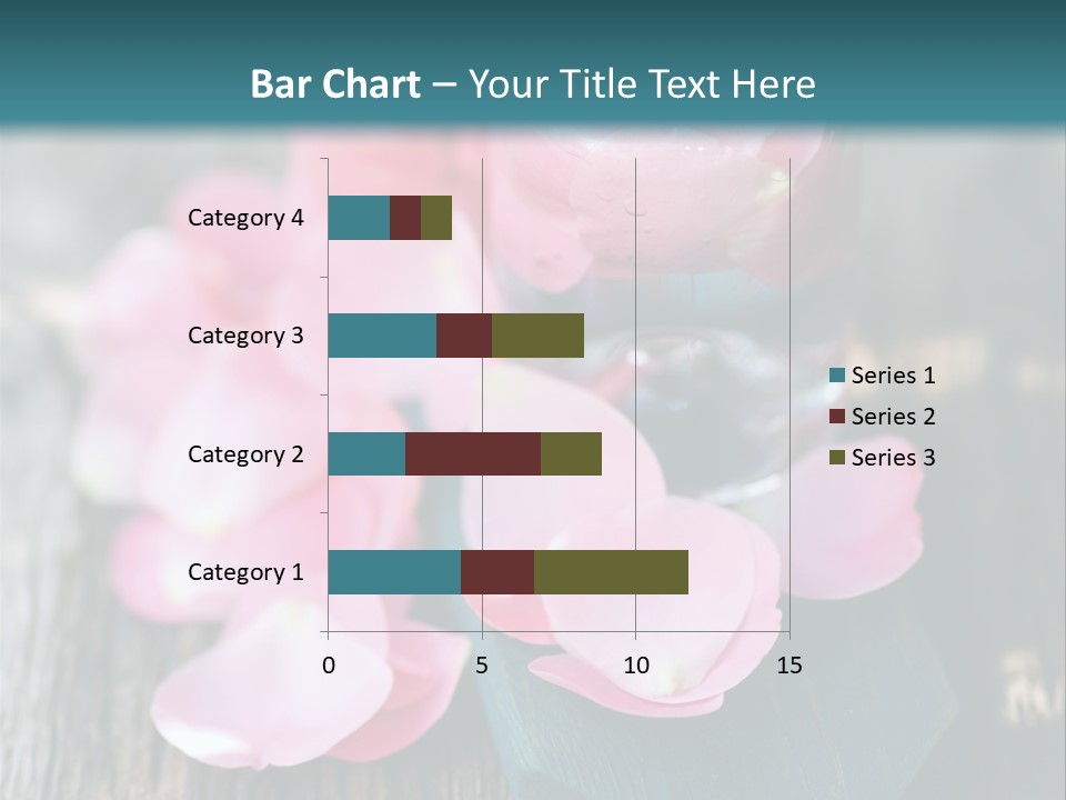 A Bottle Filled With Pink Flowers On Top Of A Wooden Table PowerPoint Template