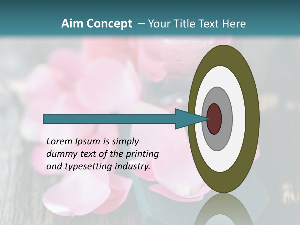 A Bottle Filled With Pink Flowers On Top Of A Wooden Table PowerPoint Template