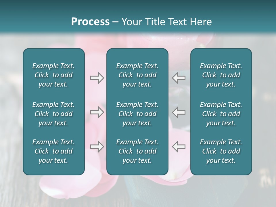 A Bottle Filled With Pink Flowers On Top Of A Wooden Table PowerPoint Template