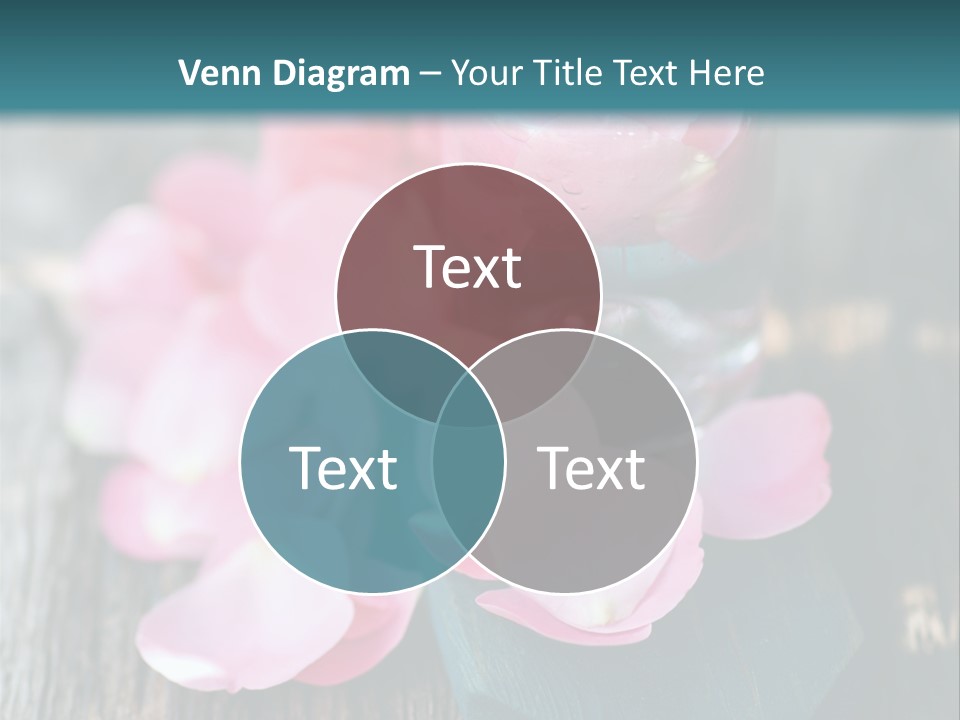 A Bottle Filled With Pink Flowers On Top Of A Wooden Table PowerPoint Template