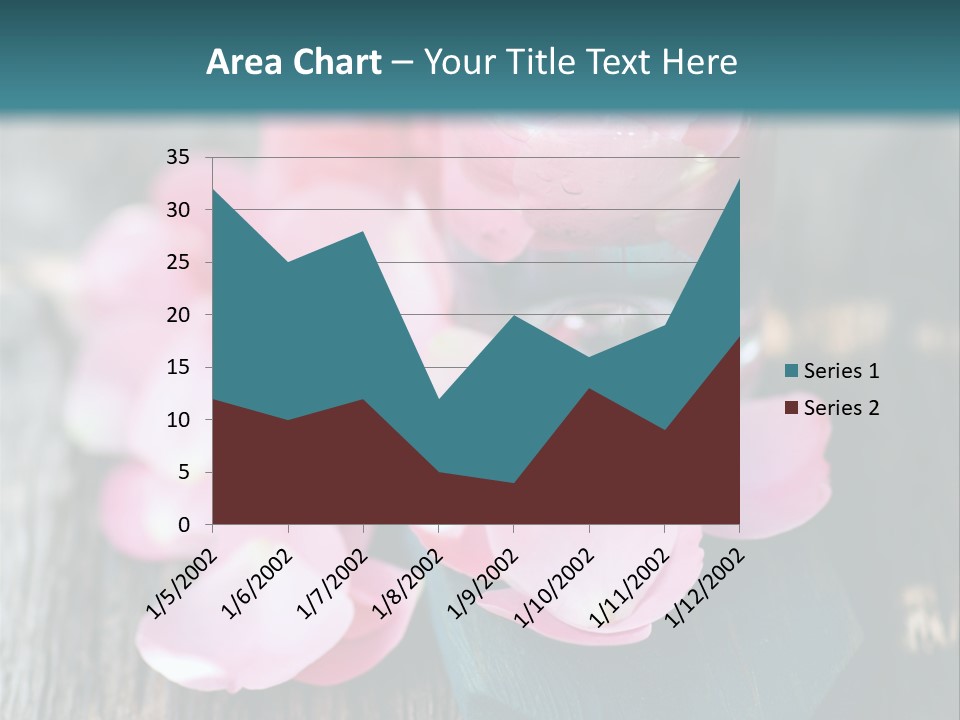A Bottle Filled With Pink Flowers On Top Of A Wooden Table PowerPoint Template