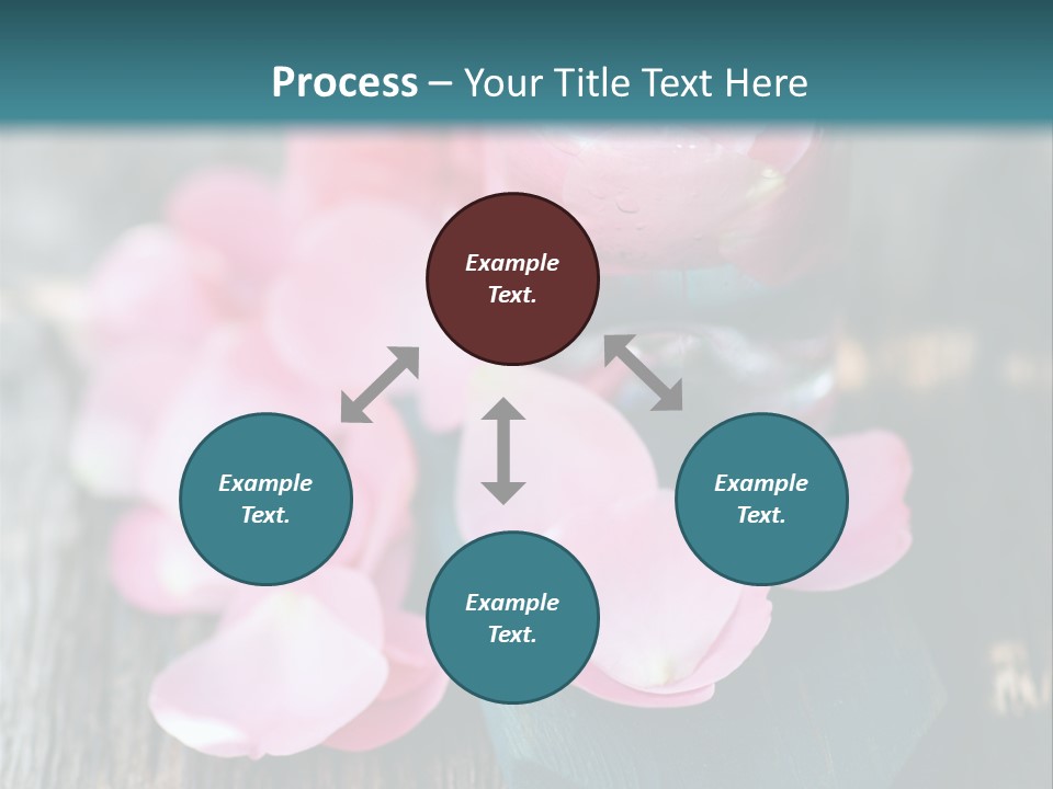 A Bottle Filled With Pink Flowers On Top Of A Wooden Table PowerPoint Template