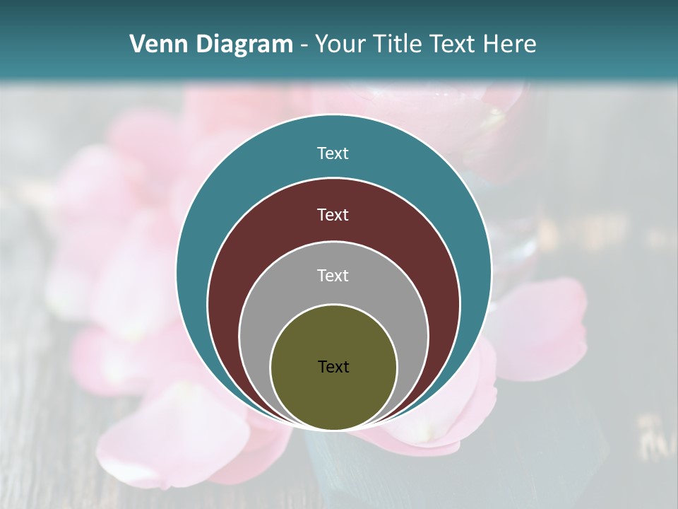 A Bottle Filled With Pink Flowers On Top Of A Wooden Table PowerPoint Template