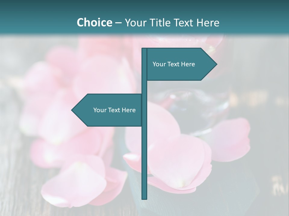 A Bottle Filled With Pink Flowers On Top Of A Wooden Table PowerPoint Template