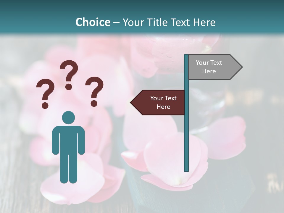 A Bottle Filled With Pink Flowers On Top Of A Wooden Table PowerPoint Template