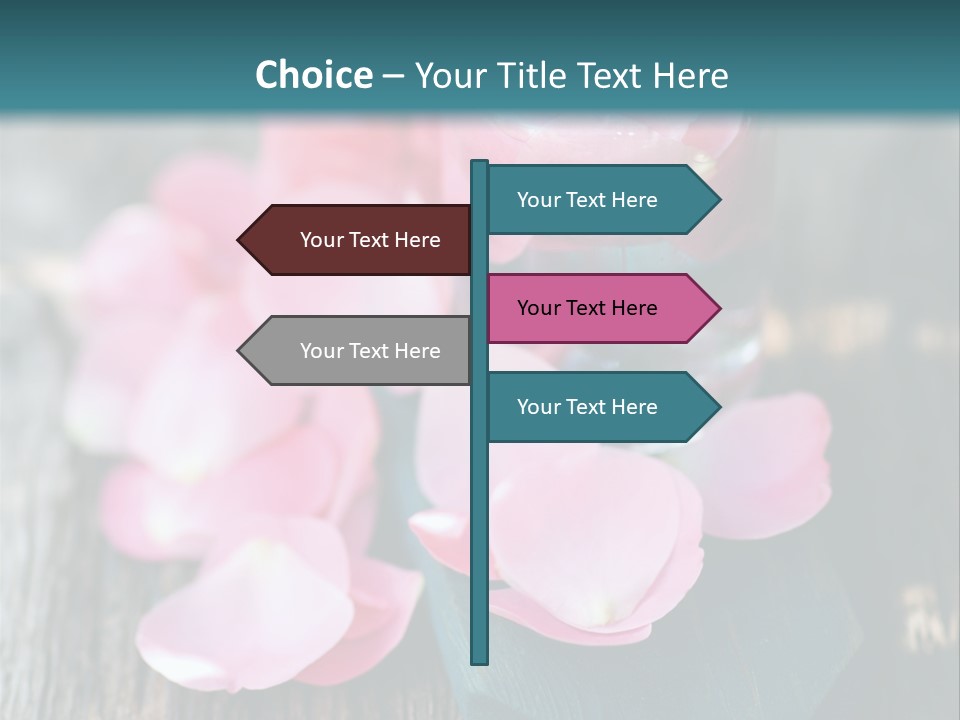 A Bottle Filled With Pink Flowers On Top Of A Wooden Table PowerPoint Template