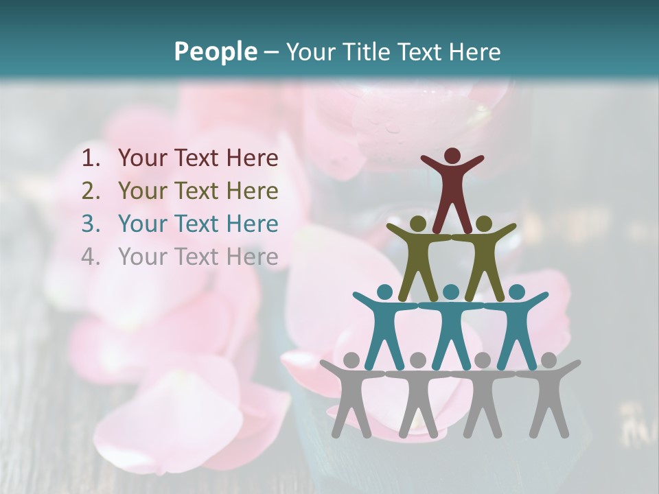 A Bottle Filled With Pink Flowers On Top Of A Wooden Table PowerPoint Template