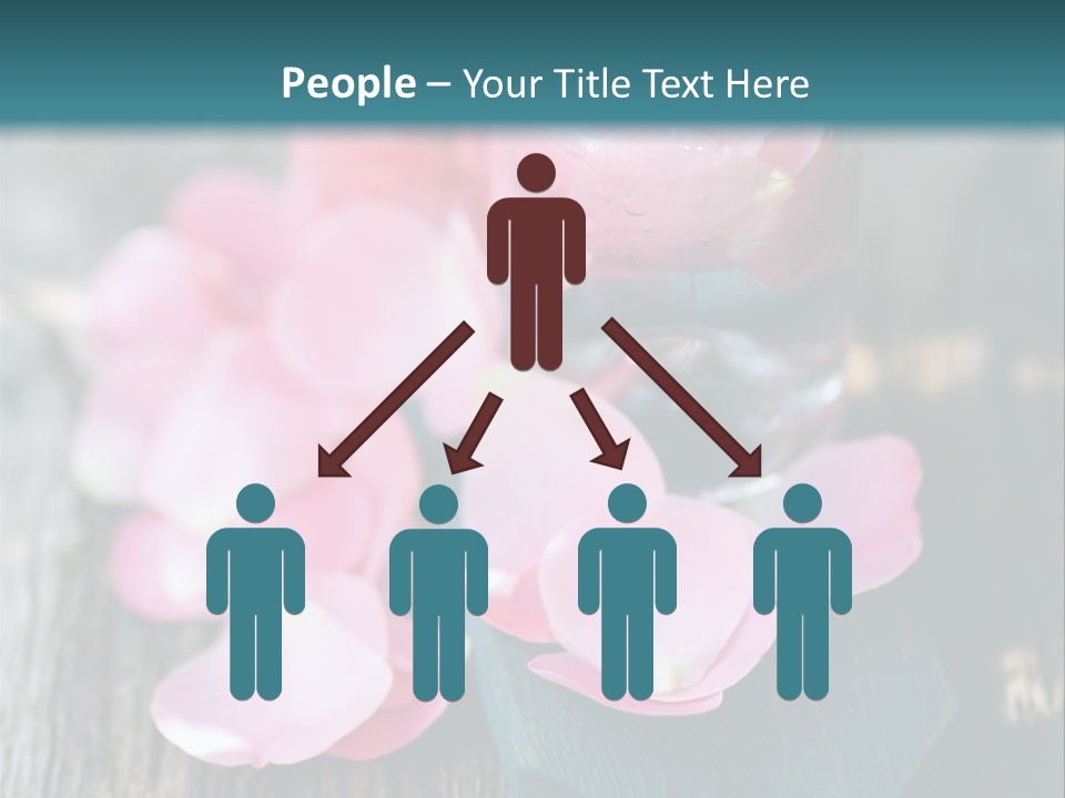 A Bottle Filled With Pink Flowers On Top Of A Wooden Table PowerPoint Template