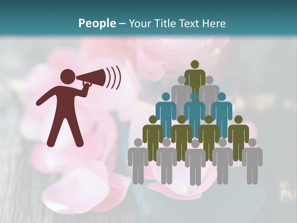 A Bottle Filled With Pink Flowers On Top Of A Wooden Table PowerPoint Template