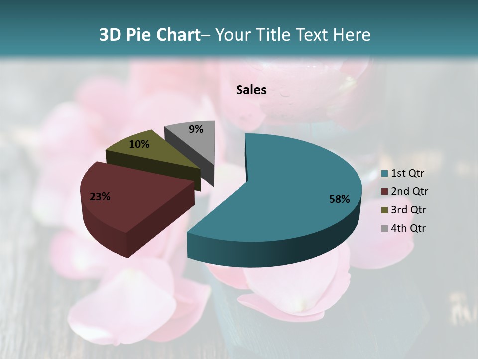 A Bottle Filled With Pink Flowers On Top Of A Wooden Table PowerPoint Template