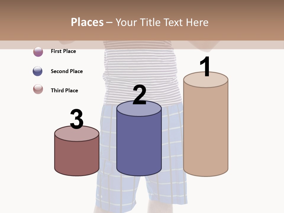 A Man In A Tank Top And Plaid Shorts Is Pointing At Something PowerPoint Template