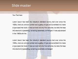 A Man In A Tank Top And Plaid Shorts Is Pointing At Something PowerPoint Template