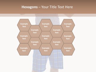 A Man In A Tank Top And Plaid Shorts Is Pointing At Something PowerPoint Template