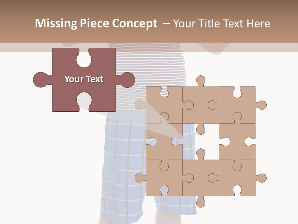 A Man In A Tank Top And Plaid Shorts Is Pointing At Something PowerPoint Template