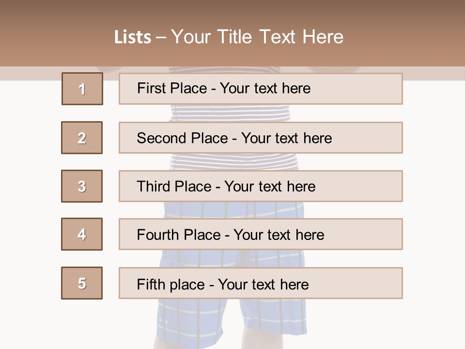 A Man In A Tank Top And Plaid Shorts Is Pointing At Something PowerPoint Template