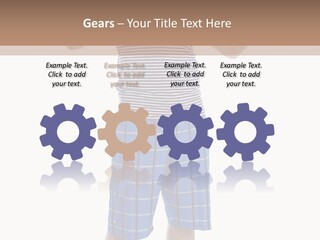 A Man In A Tank Top And Plaid Shorts Is Pointing At Something PowerPoint Template