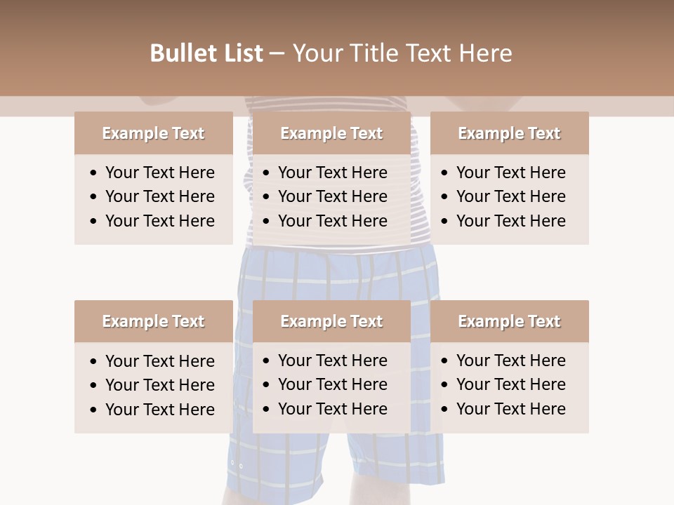 A Man In A Tank Top And Plaid Shorts Is Pointing At Something PowerPoint Template