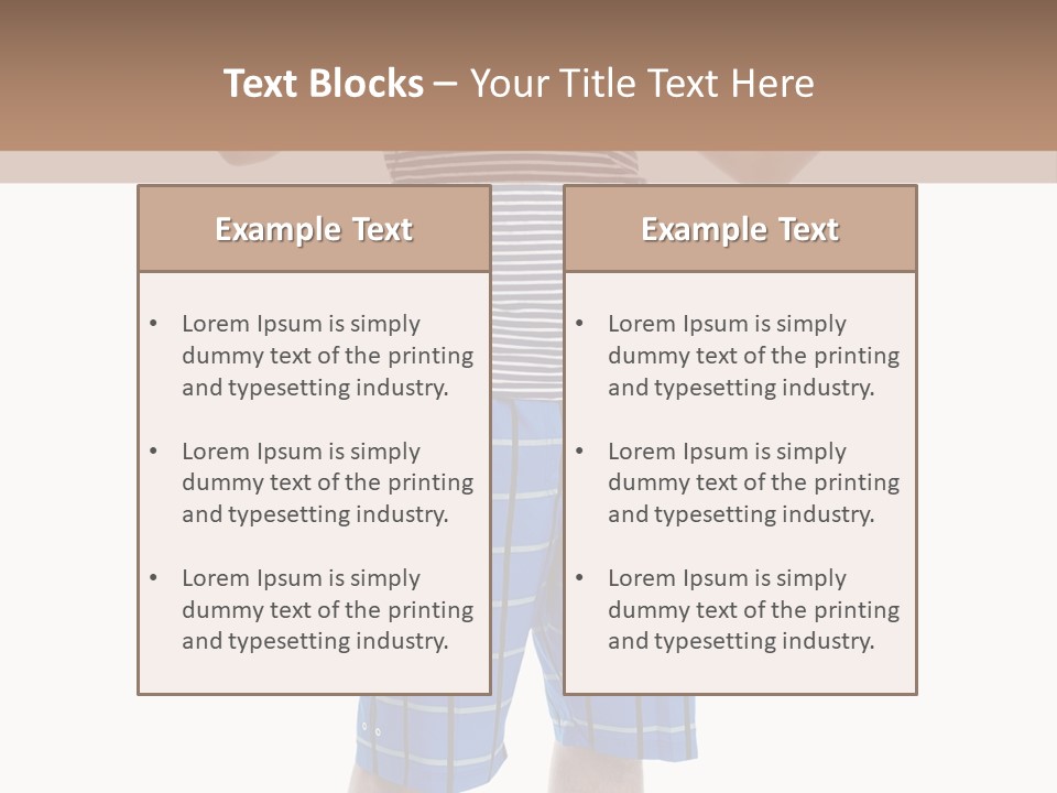 A Man In A Tank Top And Plaid Shorts Is Pointing At Something PowerPoint Template