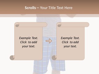 A Man In A Tank Top And Plaid Shorts Is Pointing At Something PowerPoint Template