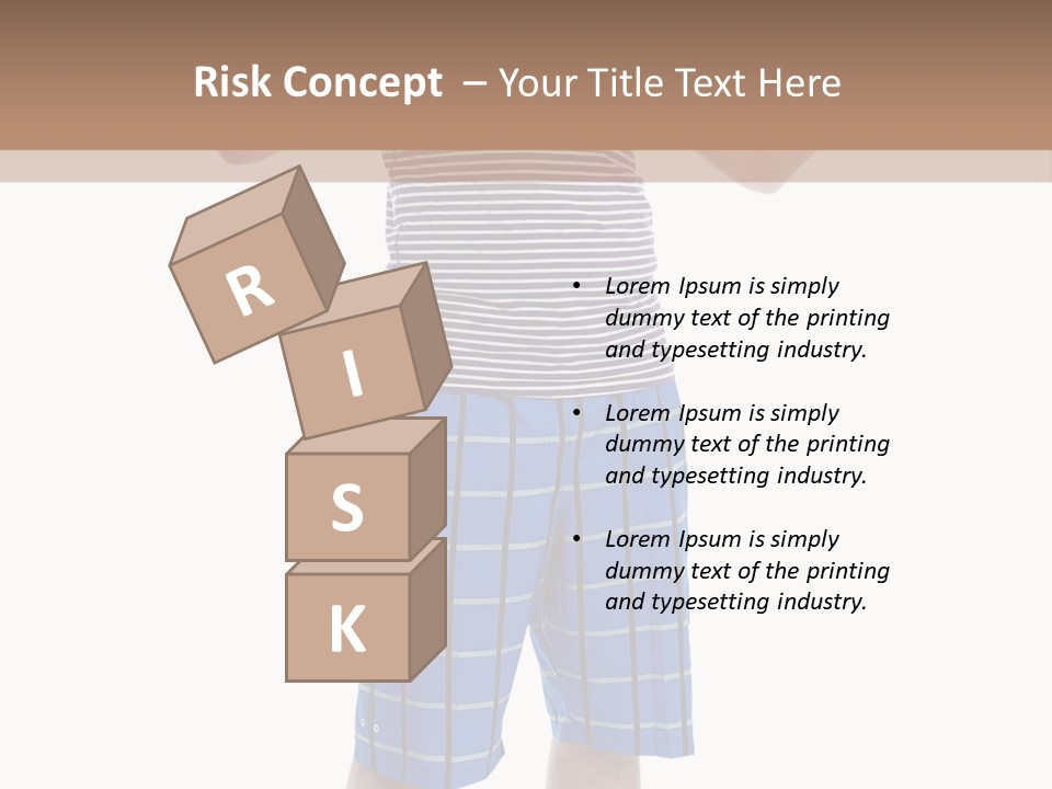 A Man In A Tank Top And Plaid Shorts Is Pointing At Something PowerPoint Template