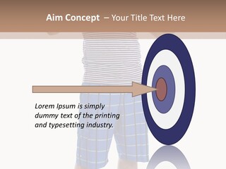 A Man In A Tank Top And Plaid Shorts Is Pointing At Something PowerPoint Template