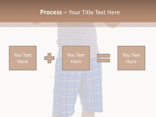 A Man In A Tank Top And Plaid Shorts Is Pointing At Something PowerPoint Template