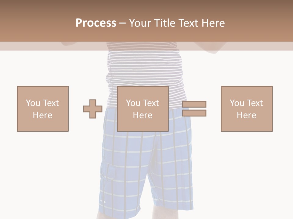 A Man In A Tank Top And Plaid Shorts Is Pointing At Something PowerPoint Template