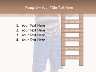 A Man In A Tank Top And Plaid Shorts Is Pointing At Something PowerPoint Template