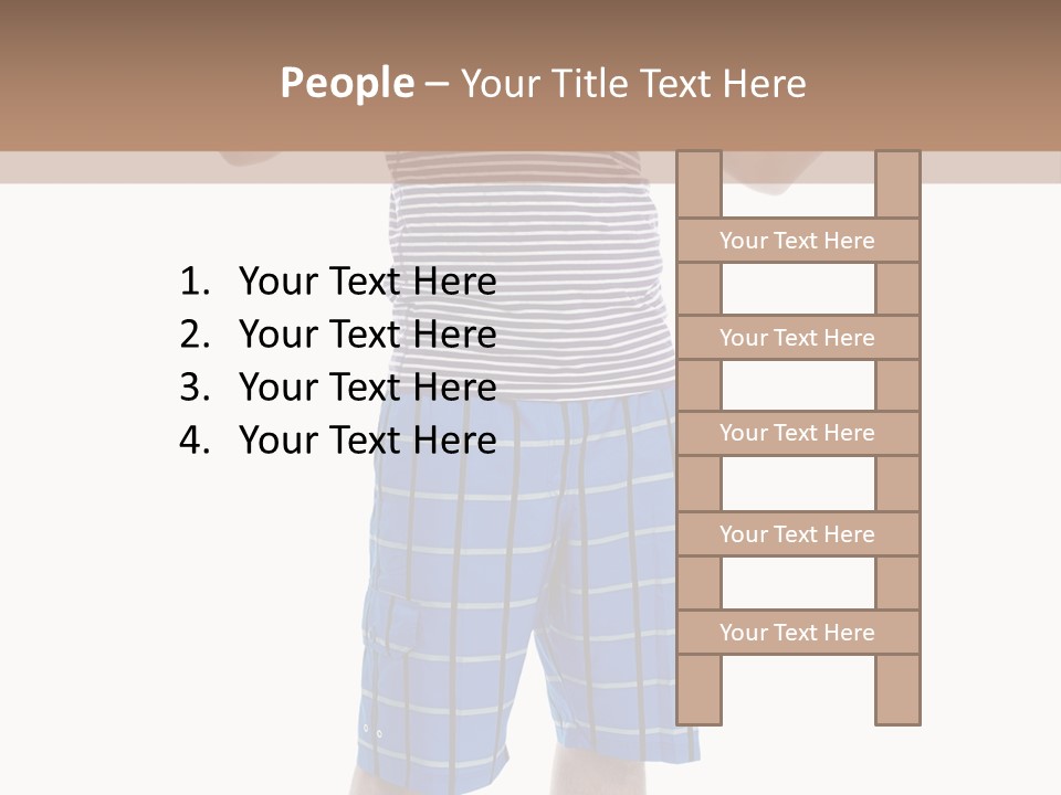 A Man In A Tank Top And Plaid Shorts Is Pointing At Something PowerPoint Template