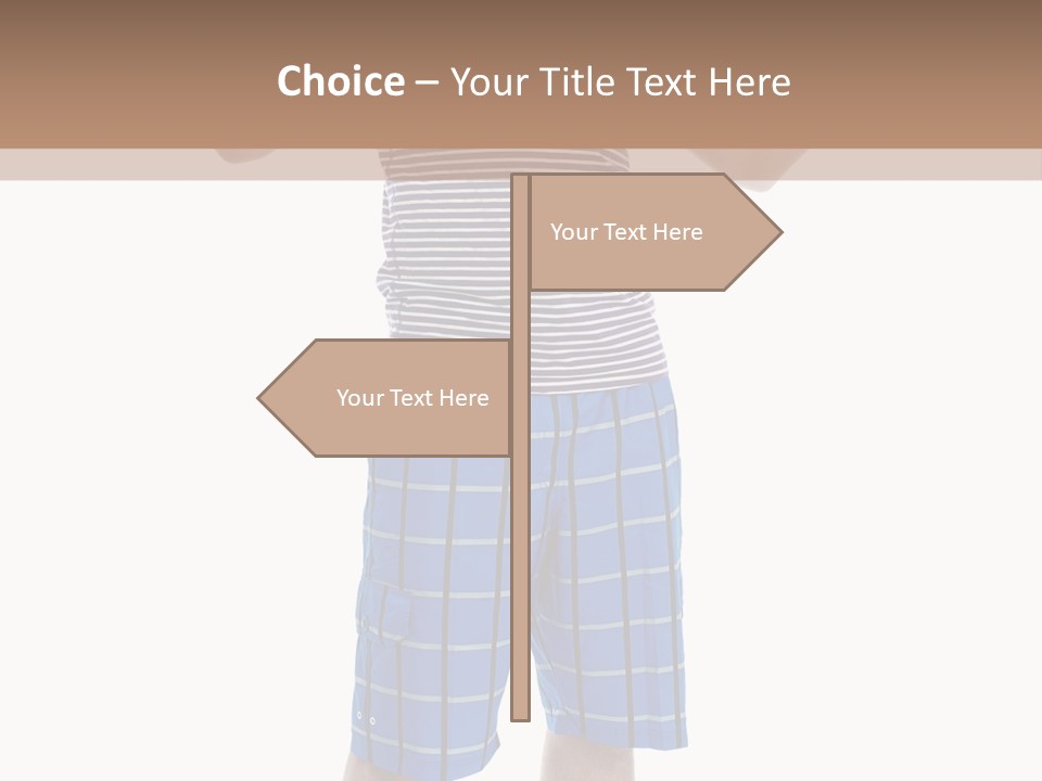 A Man In A Tank Top And Plaid Shorts Is Pointing At Something PowerPoint Template