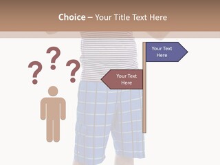 A Man In A Tank Top And Plaid Shorts Is Pointing At Something PowerPoint Template