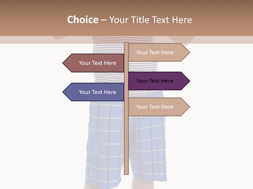 A Man In A Tank Top And Plaid Shorts Is Pointing At Something PowerPoint Template