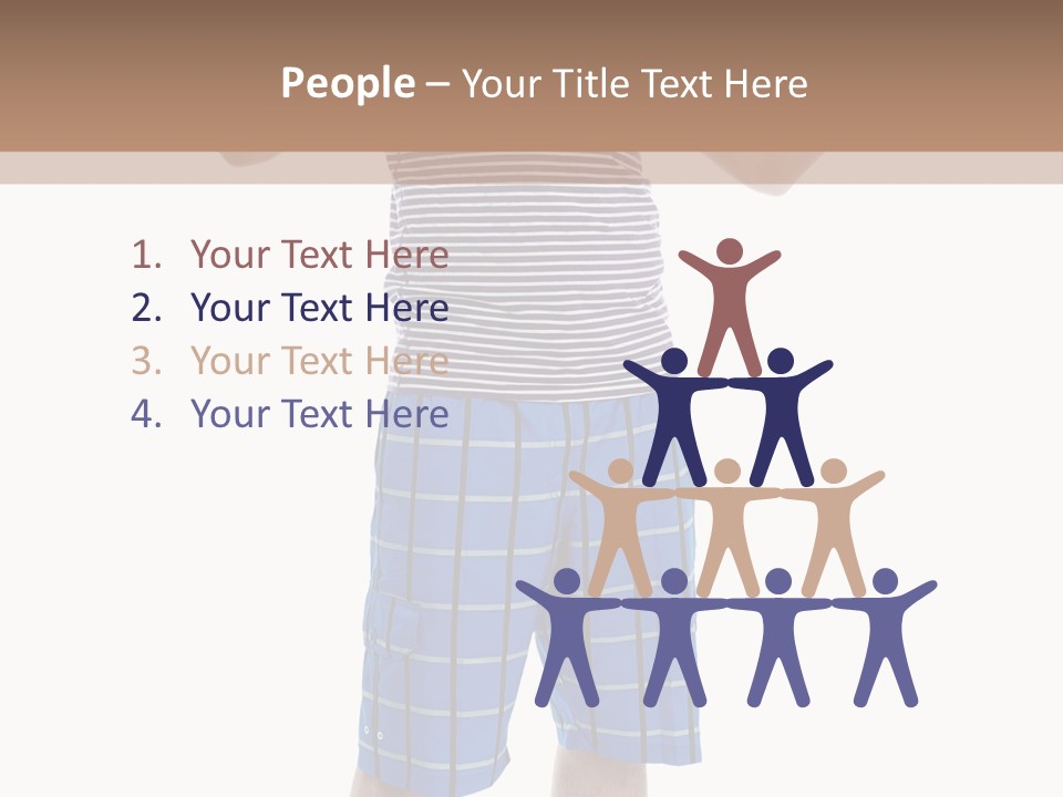 A Man In A Tank Top And Plaid Shorts Is Pointing At Something PowerPoint Template