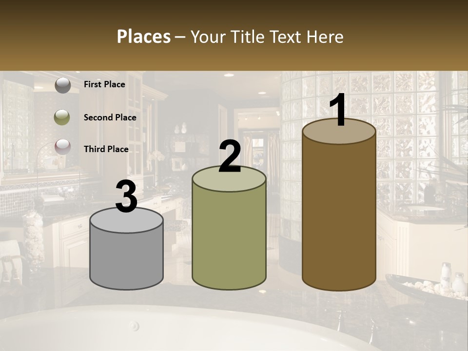 A Bath Room With A Tub A Sink And A Mirror PowerPoint Template