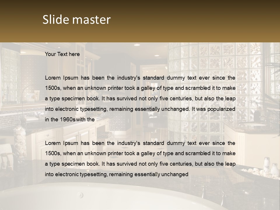 A Bath Room With A Tub A Sink And A Mirror PowerPoint Template