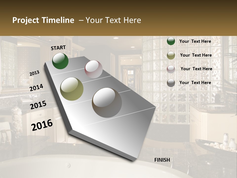 A Bath Room With A Tub A Sink And A Mirror PowerPoint Template