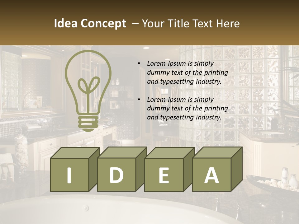 A Bath Room With A Tub A Sink And A Mirror PowerPoint Template