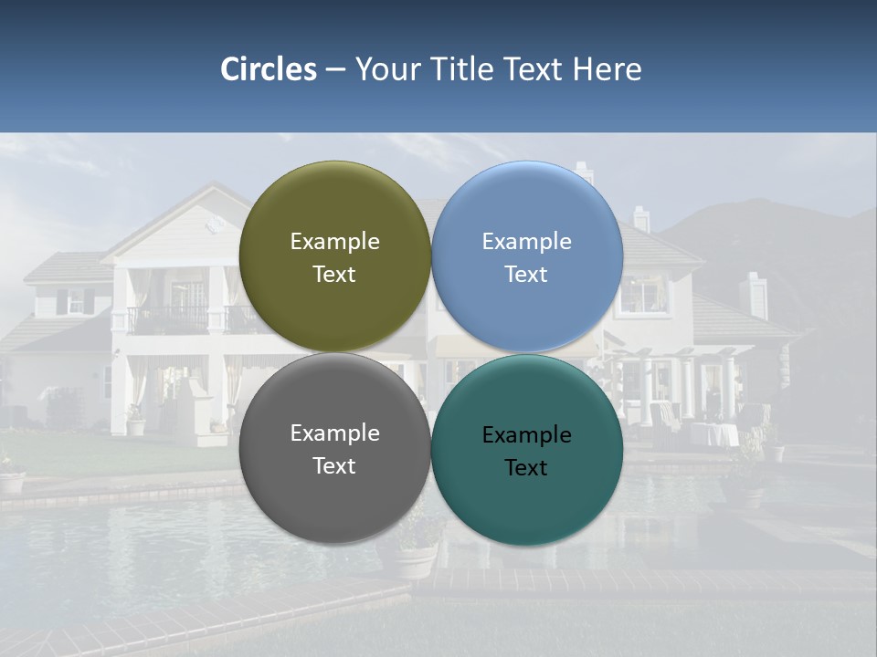A Large White House With A Pool In Front Of It PowerPoint Template