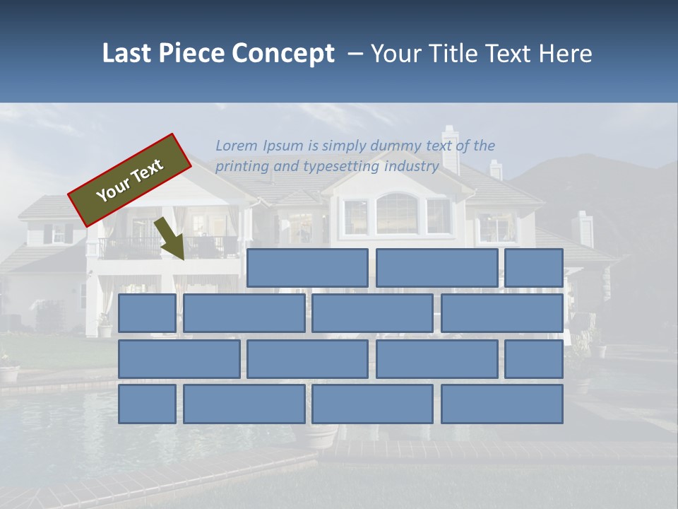 A Large White House With A Pool In Front Of It PowerPoint Template